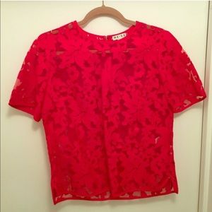 Reiss red floral blouse